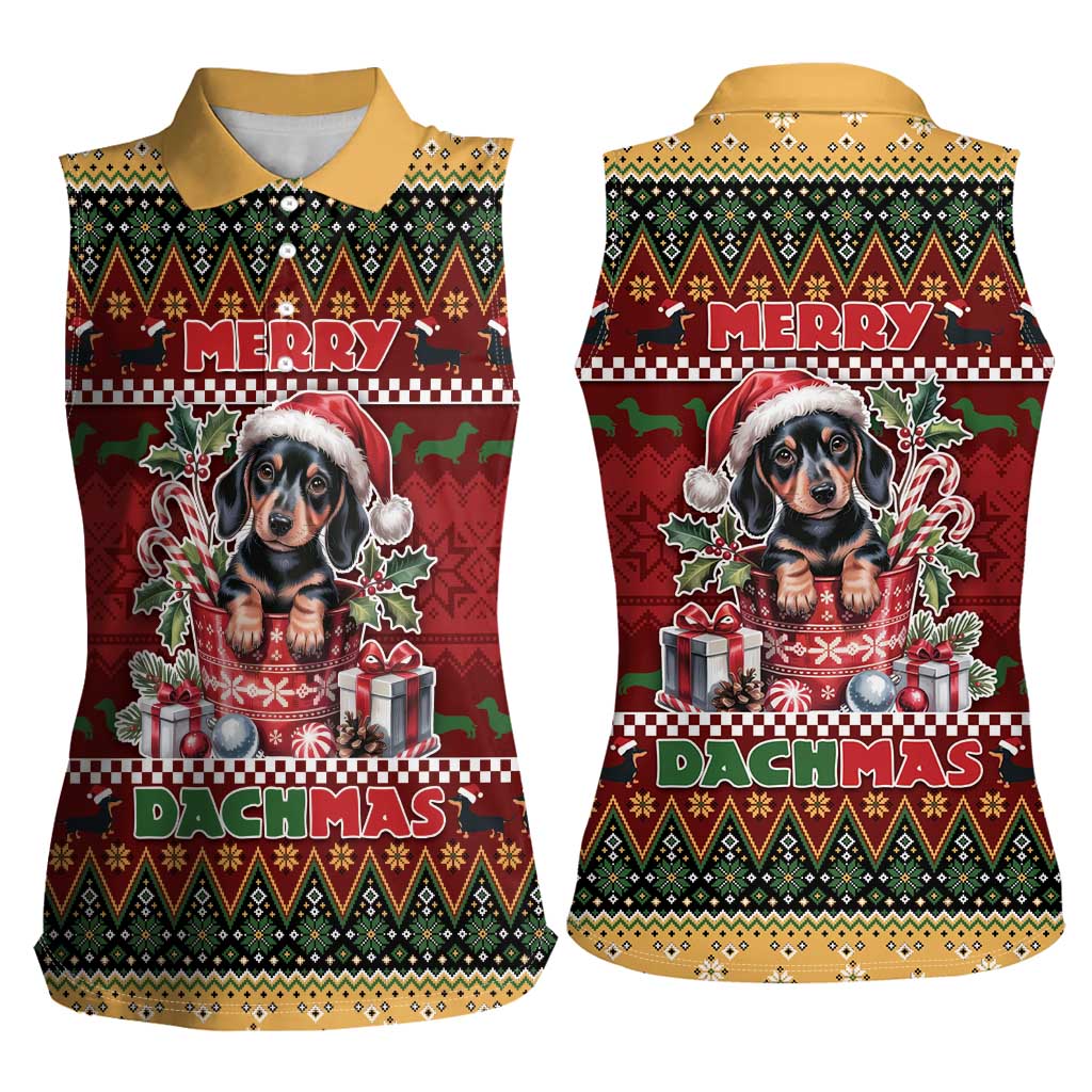 Dachshund Christmas Women Sleeveless Polo Shirt Merry Dachmas - Wonder Print Shop