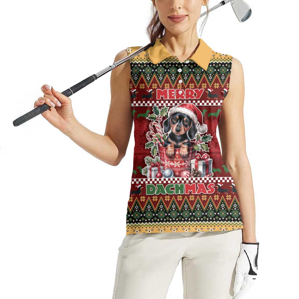Dachshund Christmas Women Sleeveless Polo Shirt Merry Dachmas - Wonder Print Shop
