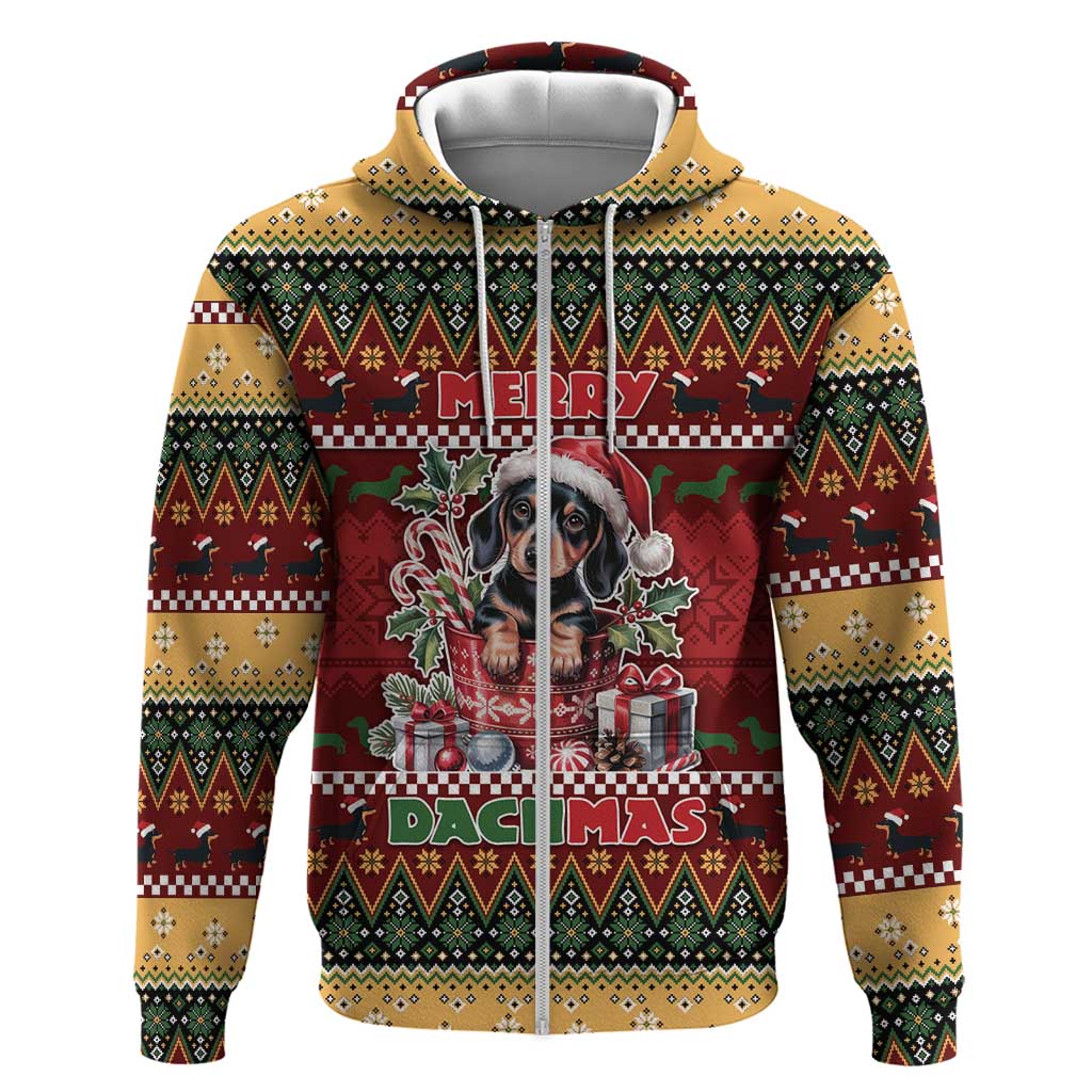 Dachshund Christmas Zip Hoodie Merry Dachmas - Wonder Print Shop