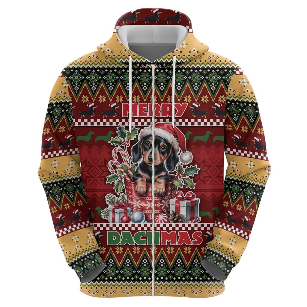 Dachshund Christmas Zip Hoodie Merry Dachmas - Wonder Print Shop