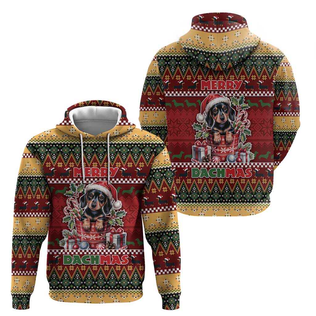 Dachshund Christmas Zip Hoodie Merry Dachmas - Wonder Print Shop