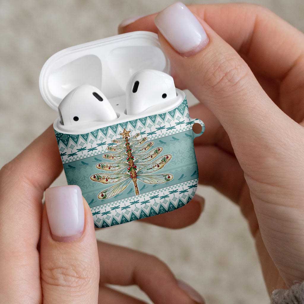 Dragonfly Christmas AirPods Case Frosty Minty Xmas Tree - Wonder Print Shop