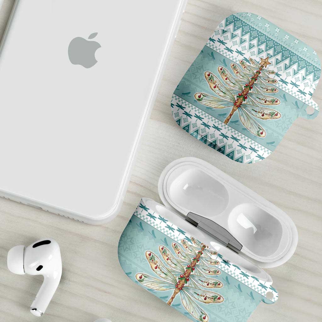 Dragonfly Christmas AirPods Case Frosty Minty Xmas Tree - Wonder Print Shop