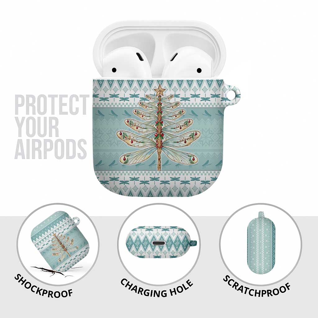 Dragonfly Christmas AirPods Case Frosty Minty Xmas Tree - Wonder Print Shop