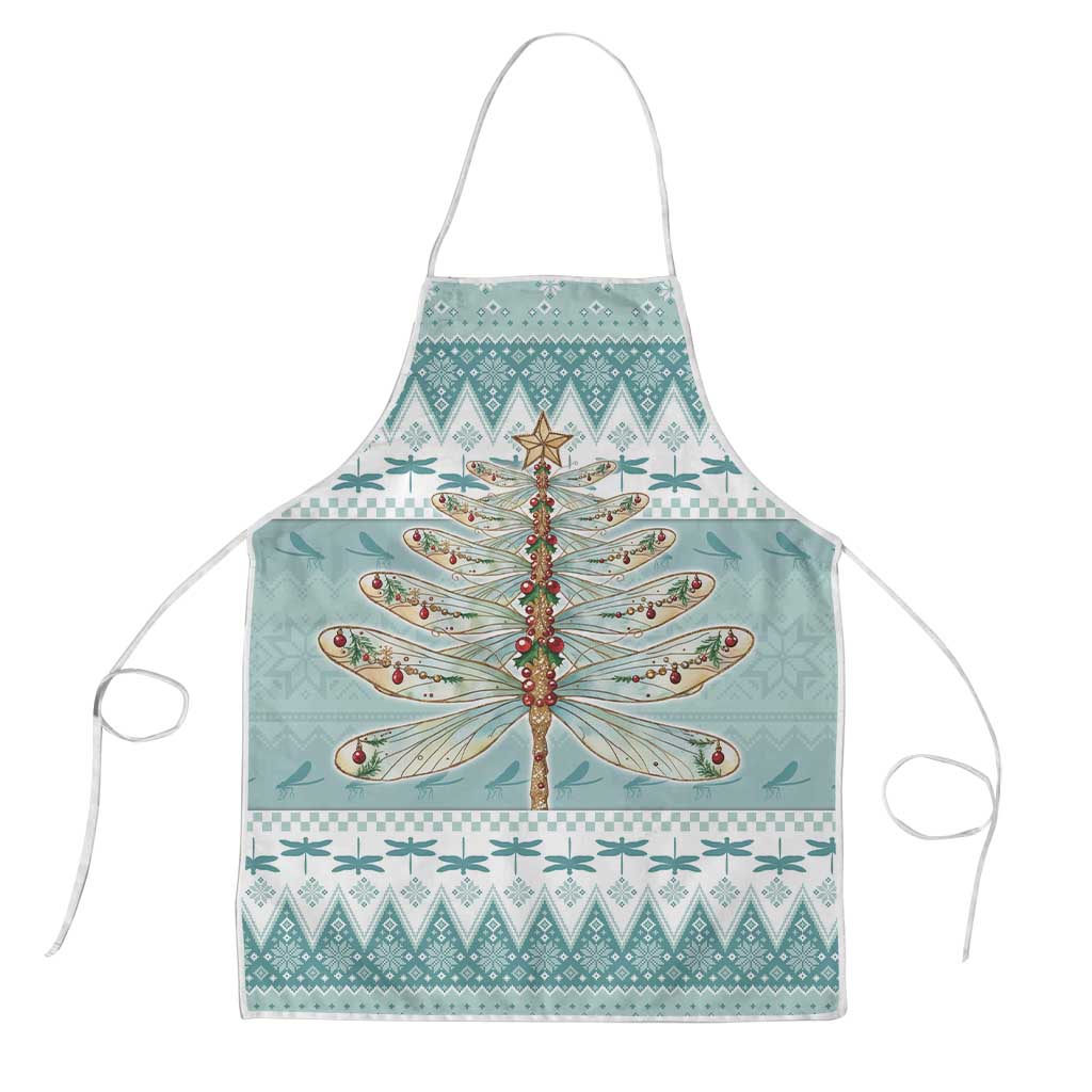 Dragonfly Christmas Apron Frosty Minty Xmas Tree - Wonder Print Shop