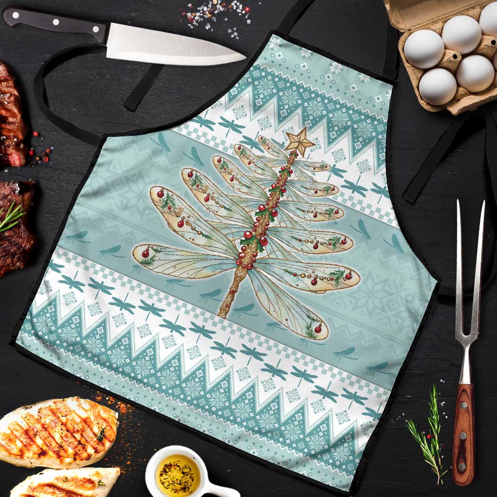 Dragonfly Christmas Apron Frosty Minty Xmas Tree - Wonder Print Shop