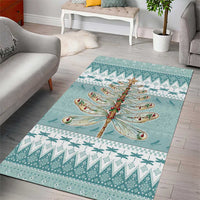 Dragonfly Christmas Area Rug Frosty Minty Xmas Tree - Wonder Print Shop