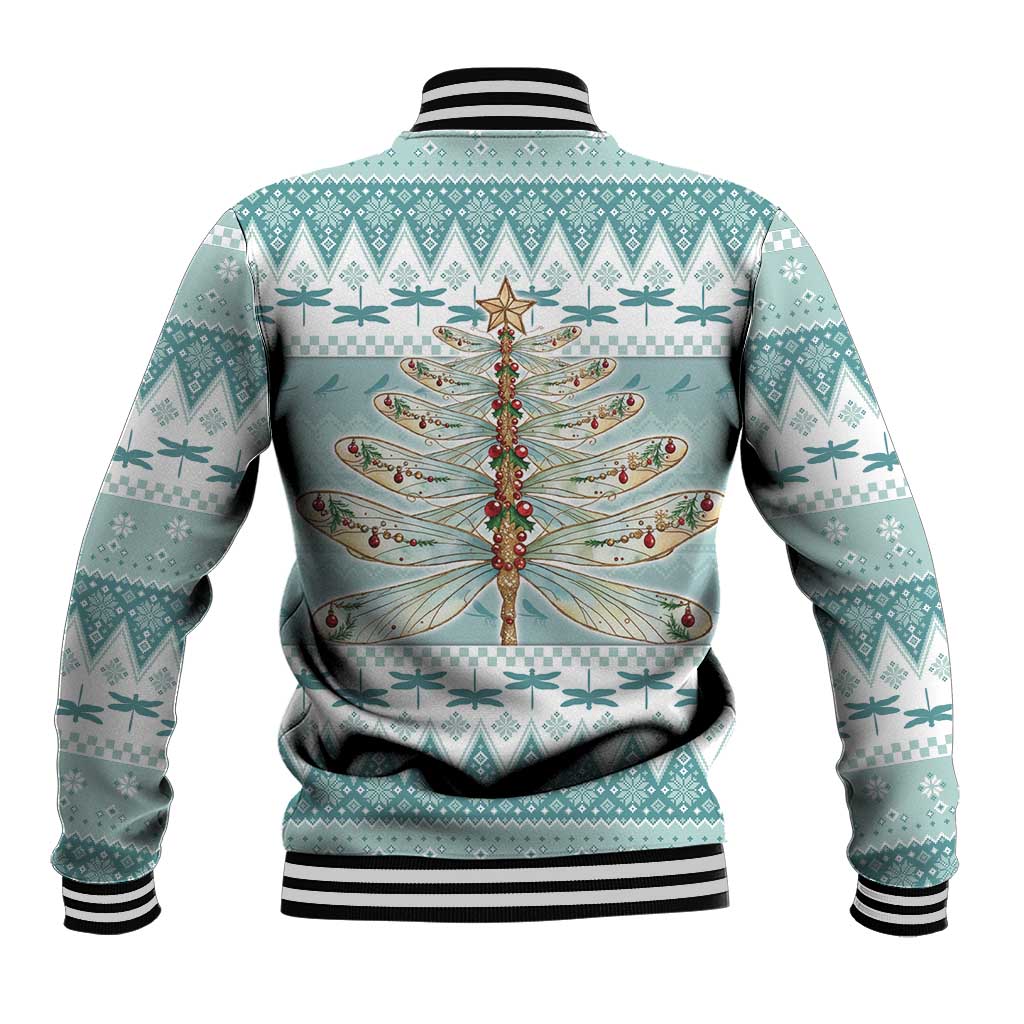 Dragonfly Christmas Baseball Jacket Frosty Minty Xmas Tree - Wonder Print Shop