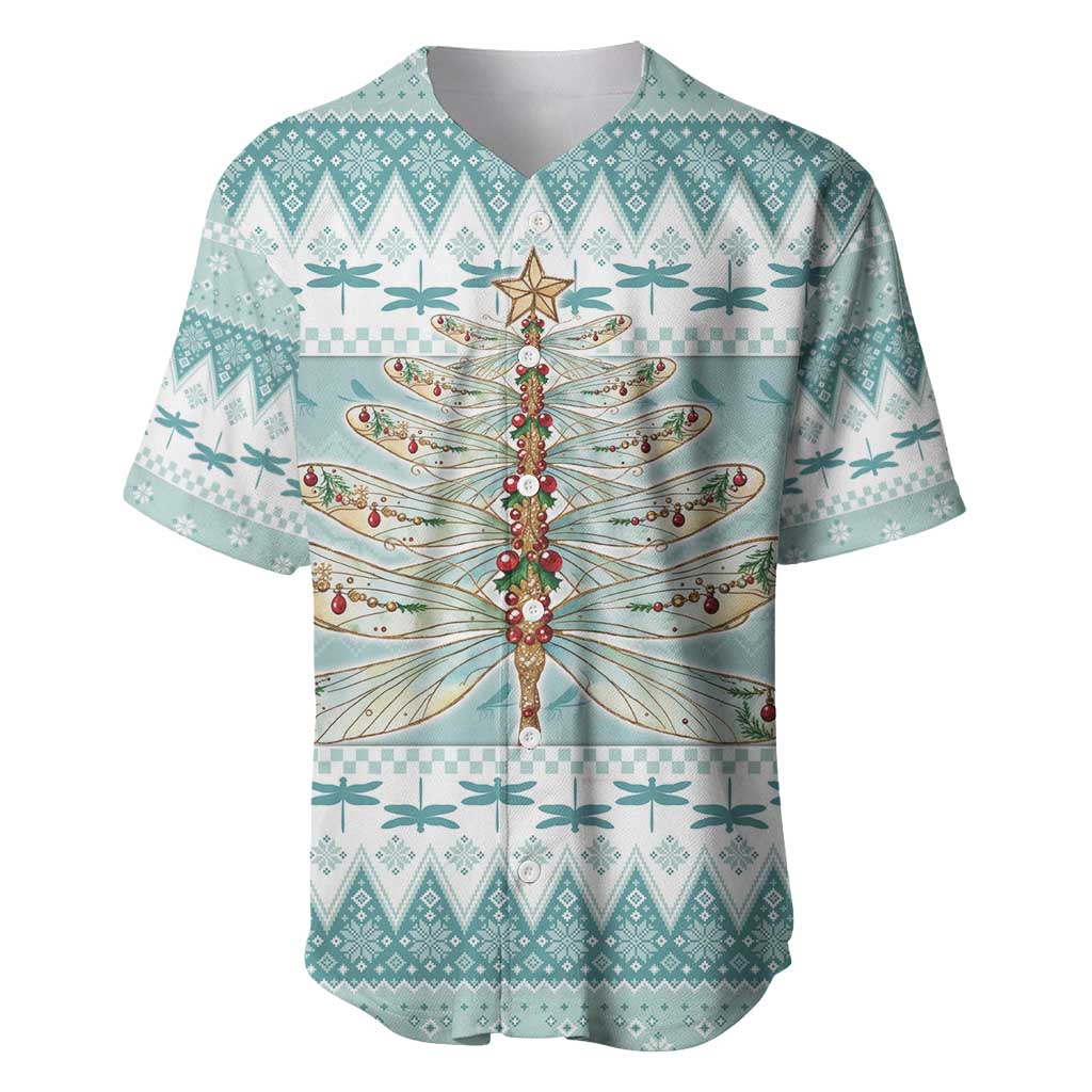 Dragonfly Christmas Baseball Jersey Frosty Minty Xmas Tree - Wonder Print Shop