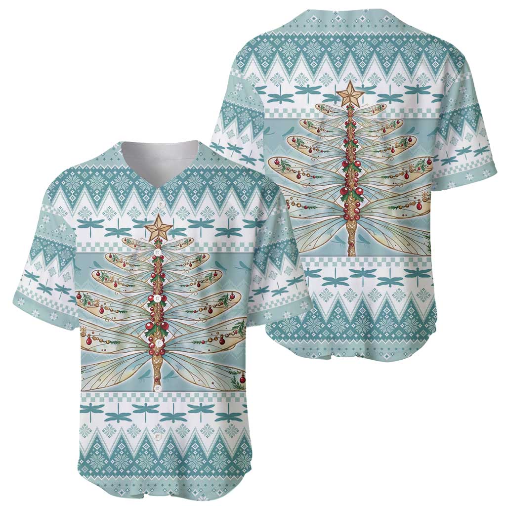 Dragonfly Christmas Baseball Jersey Frosty Minty Xmas Tree - Wonder Print Shop