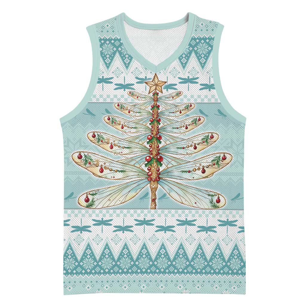 Dragonfly Christmas Basketball Jersey Frosty Minty Xmas Tree - Wonder Print Shop