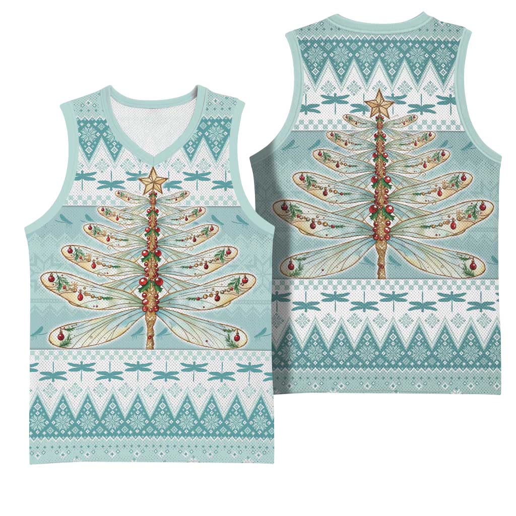 Dragonfly Christmas Basketball Jersey Frosty Minty Xmas Tree - Wonder Print Shop