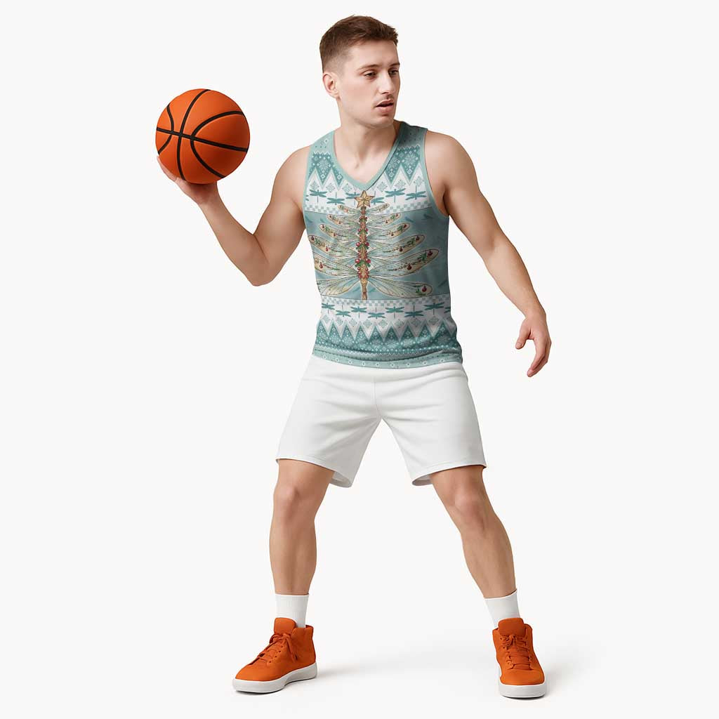Dragonfly Christmas Basketball Jersey Frosty Minty Xmas Tree - Wonder Print Shop