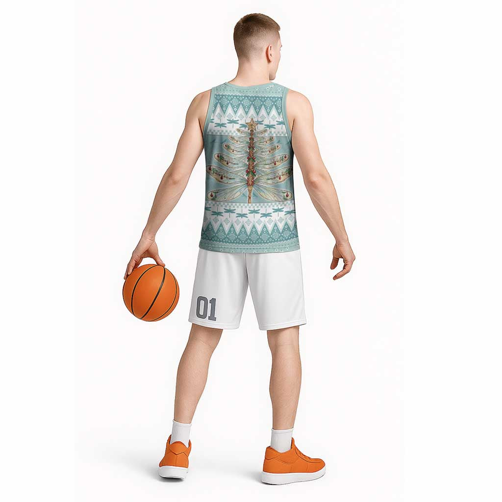 Dragonfly Christmas Basketball Jersey Frosty Minty Xmas Tree - Wonder Print Shop