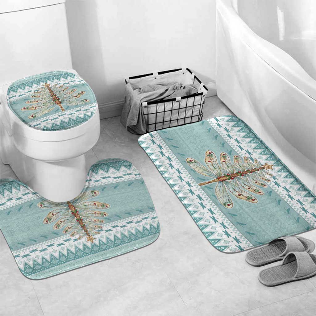 Dragonfly Christmas Bathroom Set Frosty Minty Xmas Tree - Wonder Print Shop