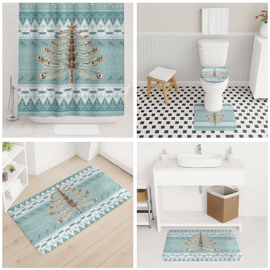 Dragonfly Christmas Bathroom Set Frosty Minty Xmas Tree - Wonder Print Shop