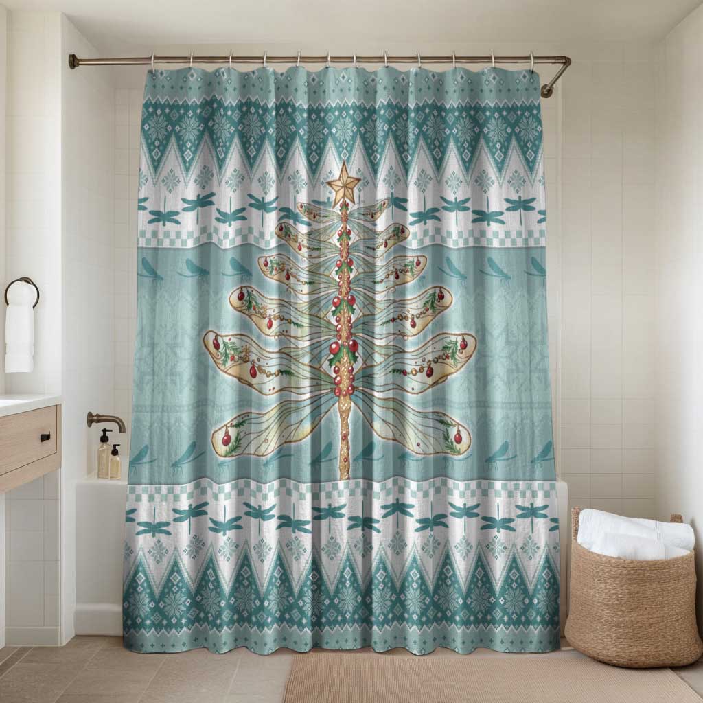 Dragonfly Christmas Bathroom Set Frosty Minty Xmas Tree - Wonder Print Shop