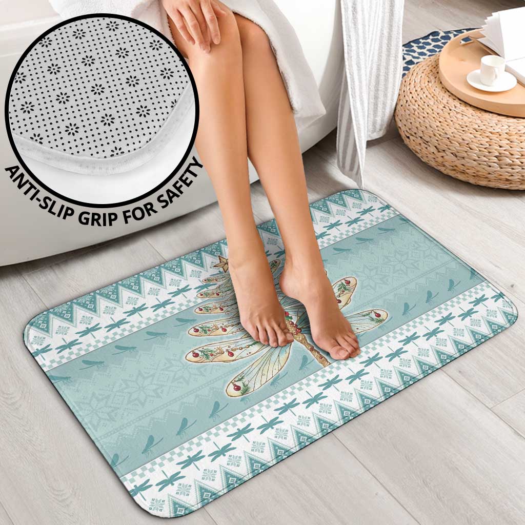 Dragonfly Christmas Bathroom Set Frosty Minty Xmas Tree - Wonder Print Shop