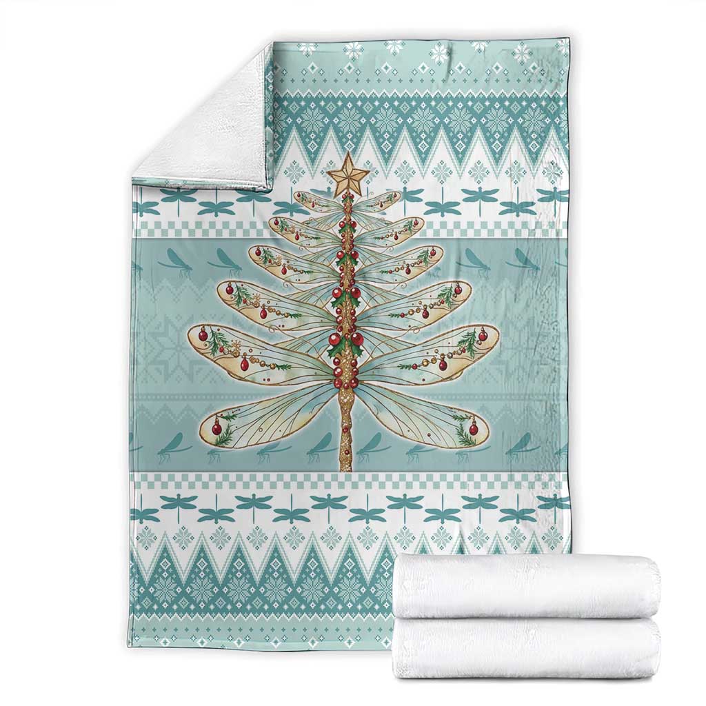 Dragonfly Christmas Blanket Frosty Minty Xmas Tree - Wonder Print Shop