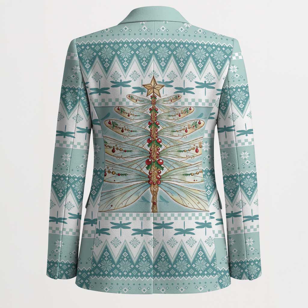 Dragonfly Christmas Blazer Frosty Minty Xmas Tree - Wonder Print Shop