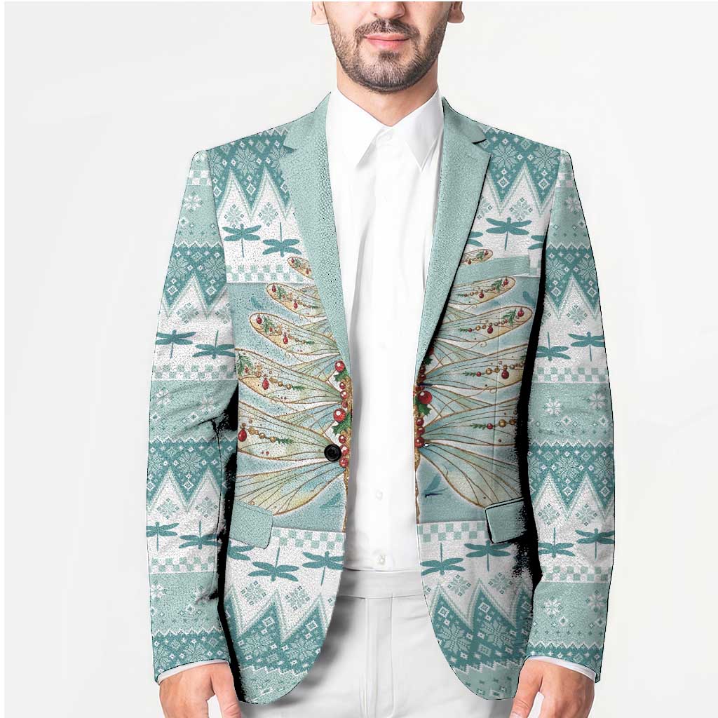 Dragonfly Christmas Blazer Frosty Minty Xmas Tree - Wonder Print Shop