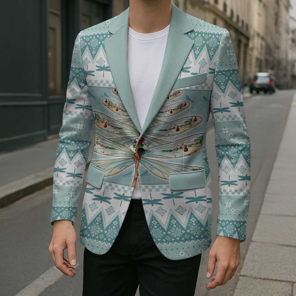 Dragonfly Christmas Blazer Frosty Minty Xmas Tree - Wonder Print Shop