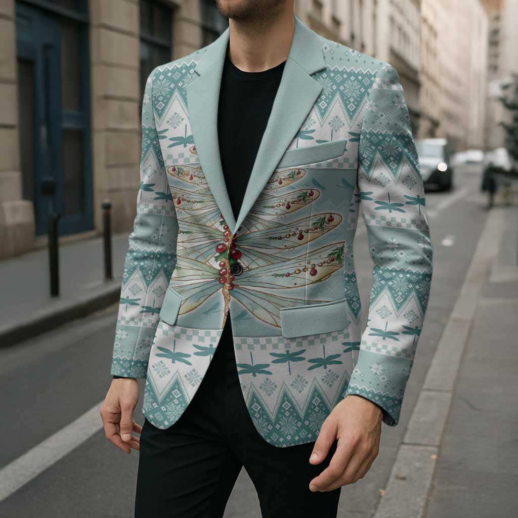 Dragonfly Christmas Blazer Frosty Minty Xmas Tree - Wonder Print Shop