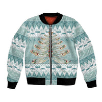 Dragonfly Christmas Bomber Jacket Frosty Minty Xmas Tree - Wonder Print Shop