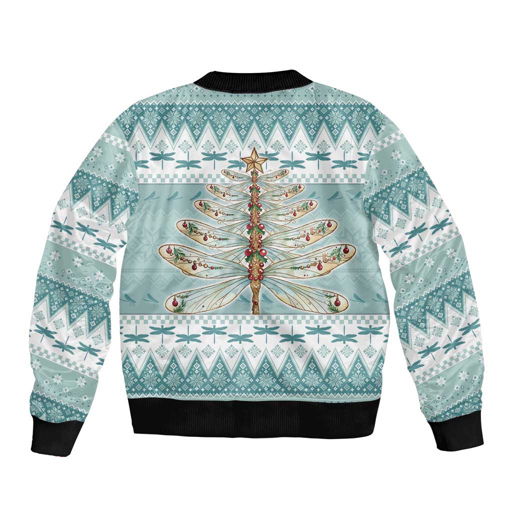 Dragonfly Christmas Bomber Jacket Frosty Minty Xmas Tree - Wonder Print Shop