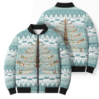Dragonfly Christmas Bomber Puffer Jacket Frosty Minty Xmas Tree - Wonder Print Shop