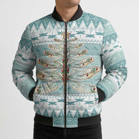Dragonfly Christmas Bomber Puffer Jacket Frosty Minty Xmas Tree - Wonder Print Shop