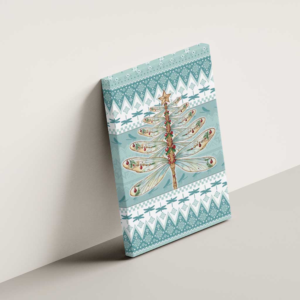 Dragonfly Christmas Canvas Wall Art Frosty Minty Xmas Tree - Wonder Print Shop