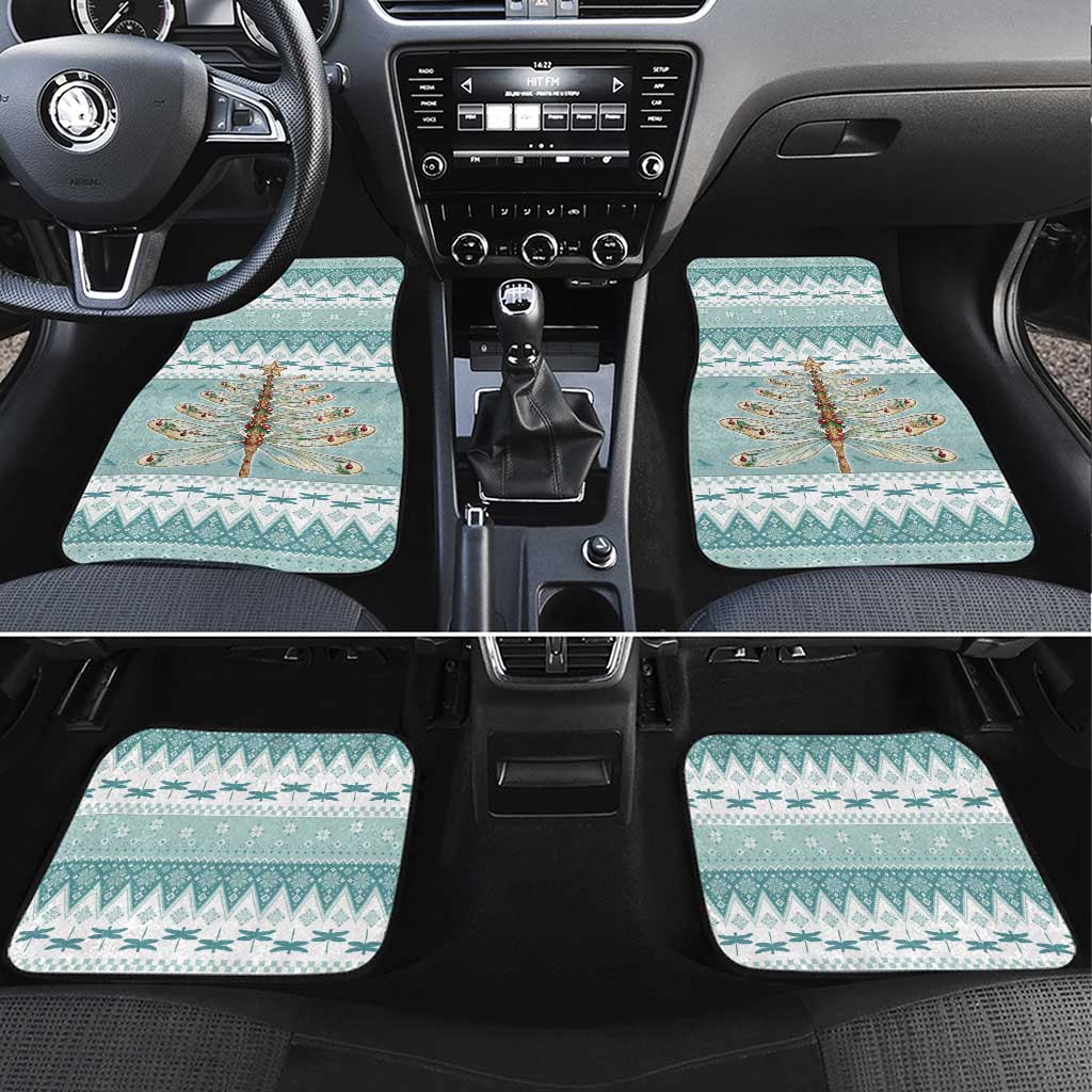 Dragonfly Christmas Car Mats Frosty Minty Xmas Tree - Wonder Print Shop