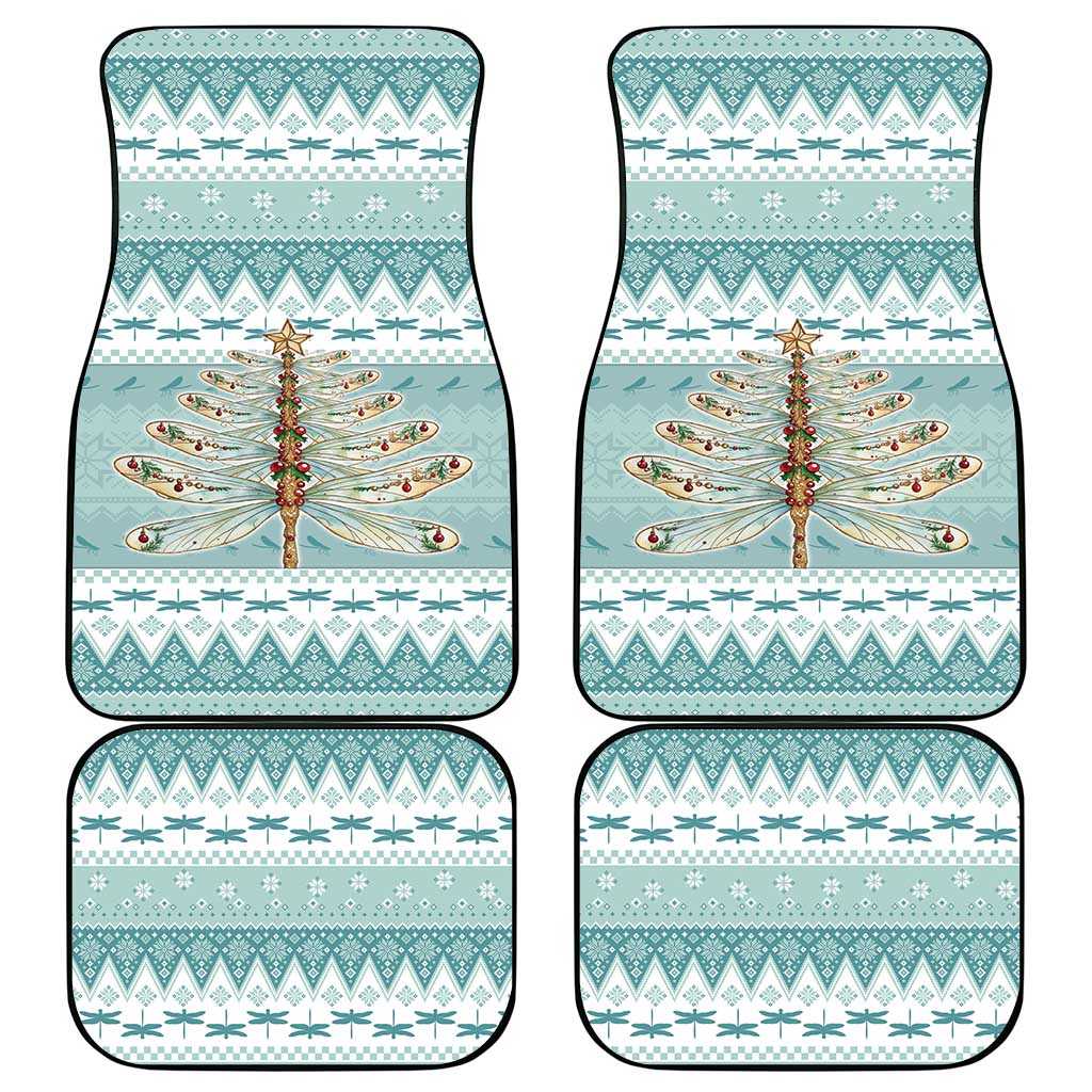 Dragonfly Christmas Car Mats Frosty Minty Xmas Tree - Wonder Print Shop