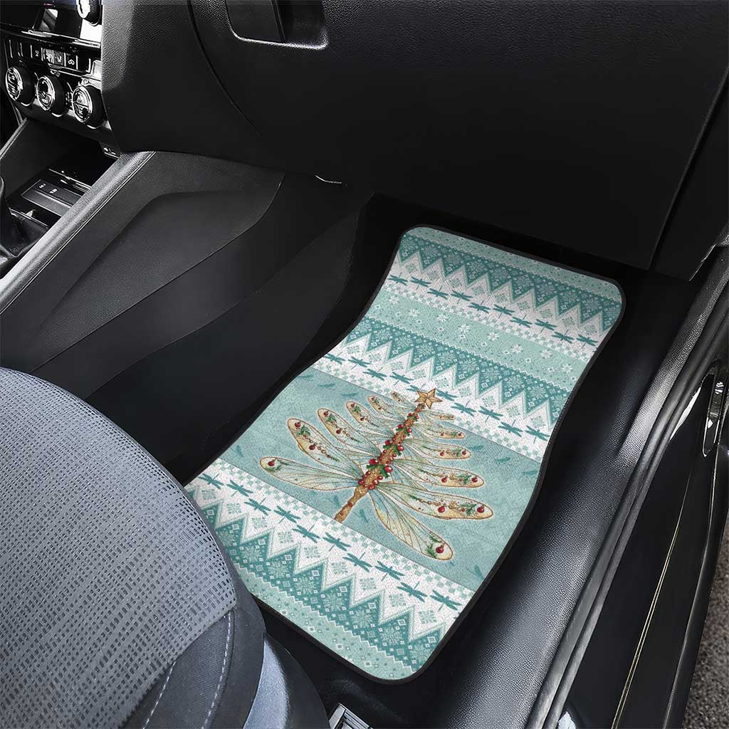 Dragonfly Christmas Car Mats Frosty Minty Xmas Tree - Wonder Print Shop