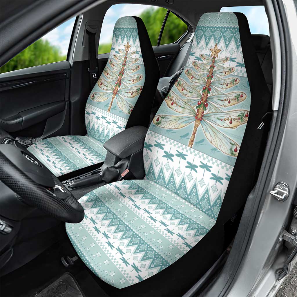 Dragonfly Christmas Car Seat Cover Frosty Minty Xmas Tree - Wonder Print Shop
