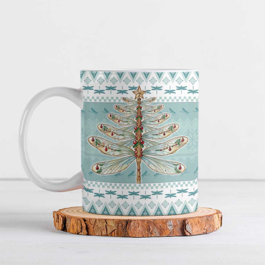 Dragonfly Christmas Ceramic Mug Frosty Minty Xmas Tree - Wonder Print Shop