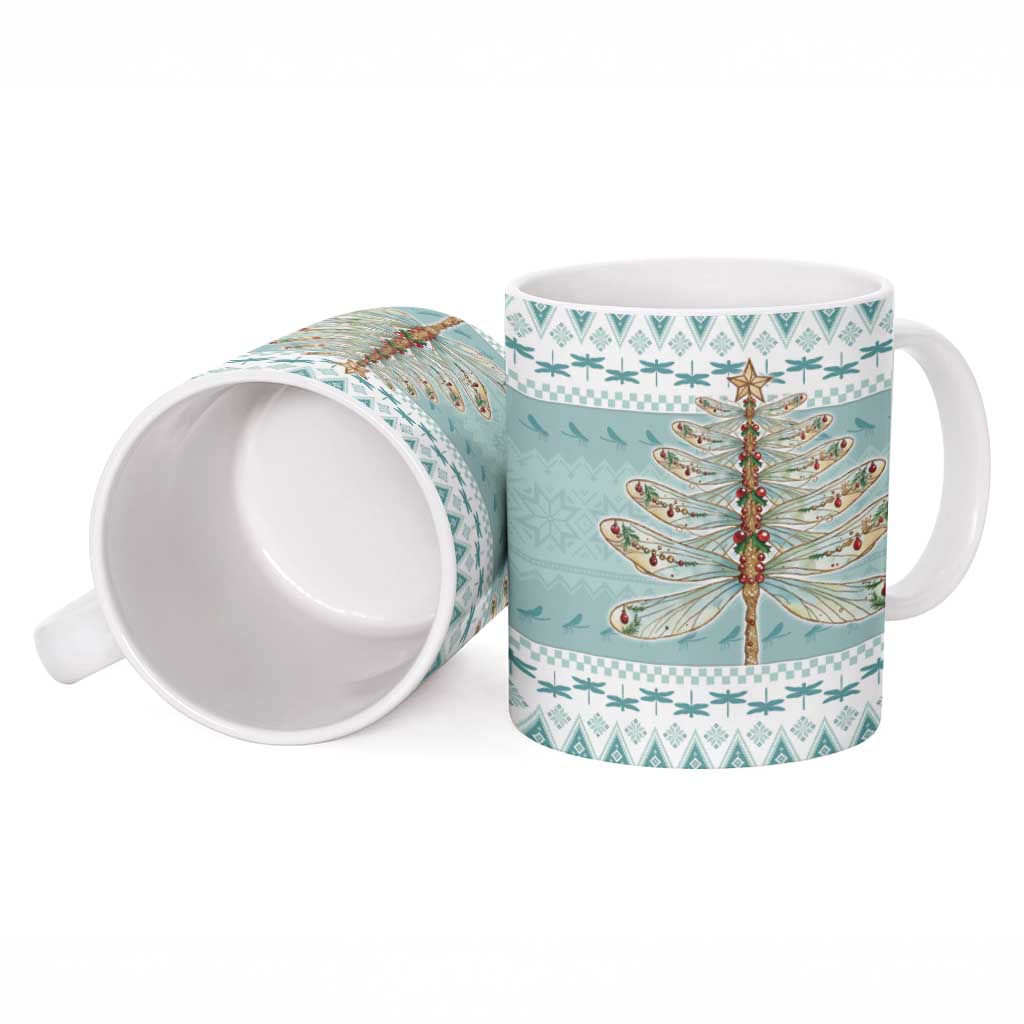 Dragonfly Christmas Ceramic Mug Frosty Minty Xmas Tree - Wonder Print Shop
