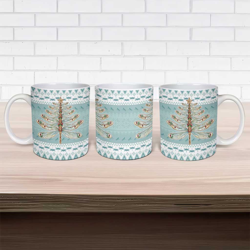 Dragonfly Christmas Ceramic Mug Frosty Minty Xmas Tree - Wonder Print Shop