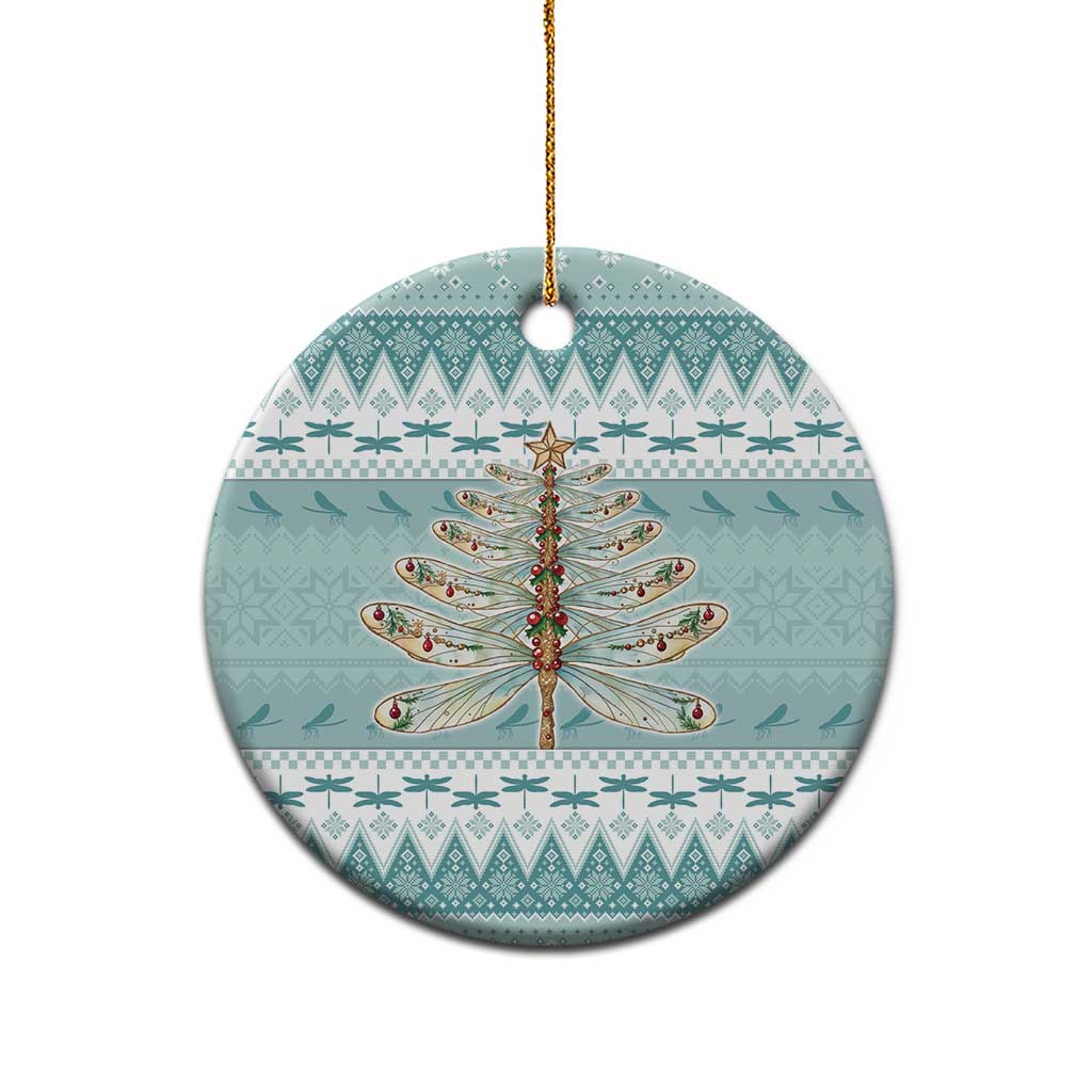 Dragonfly Christmas Ceramic Ornament Frosty Minty Xmas Tree - Wonder Print Shop