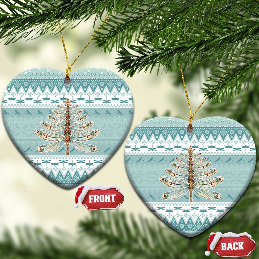 Dragonfly Christmas Ceramic Ornament Frosty Minty Xmas Tree - Wonder Print Shop