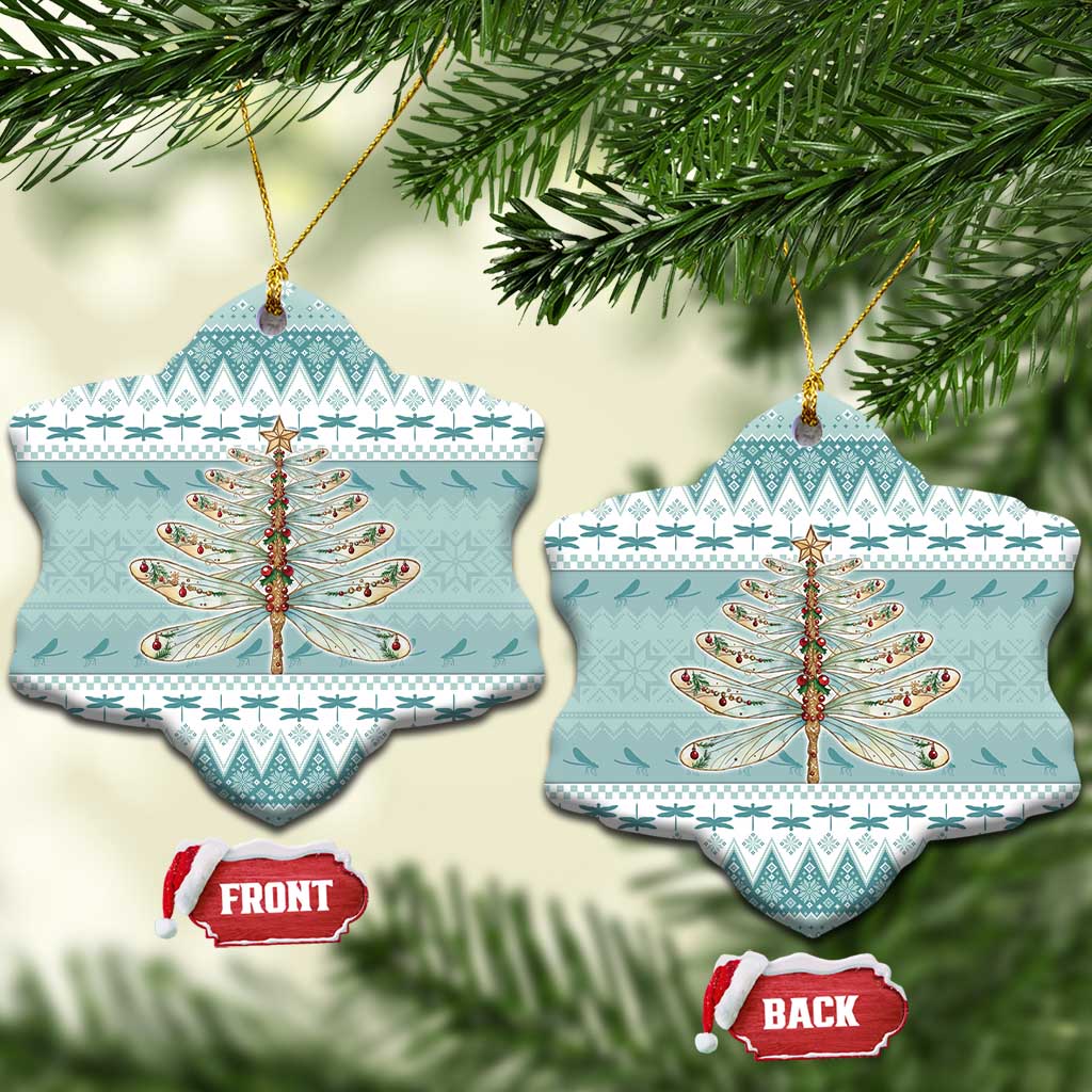 Dragonfly Christmas Ceramic Ornament Frosty Minty Xmas Tree - Wonder Print Shop