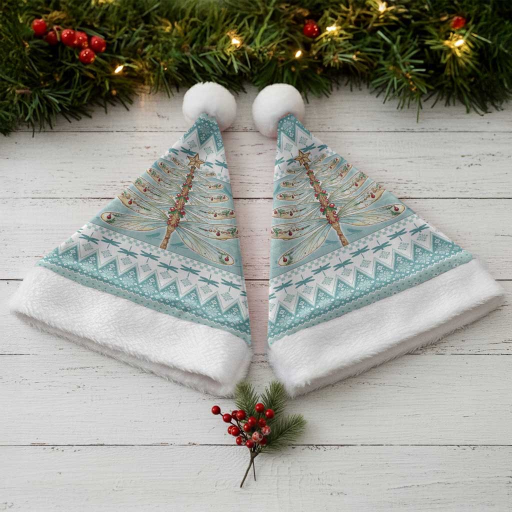 Dragonfly Christmas Santa Hat Frosty Minty Xmas Tree - Wonder Print Shop