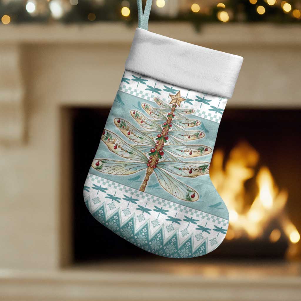 Dragonfly Christmas Stocking Frosty Minty Xmas Tree - Wonder Print Shop