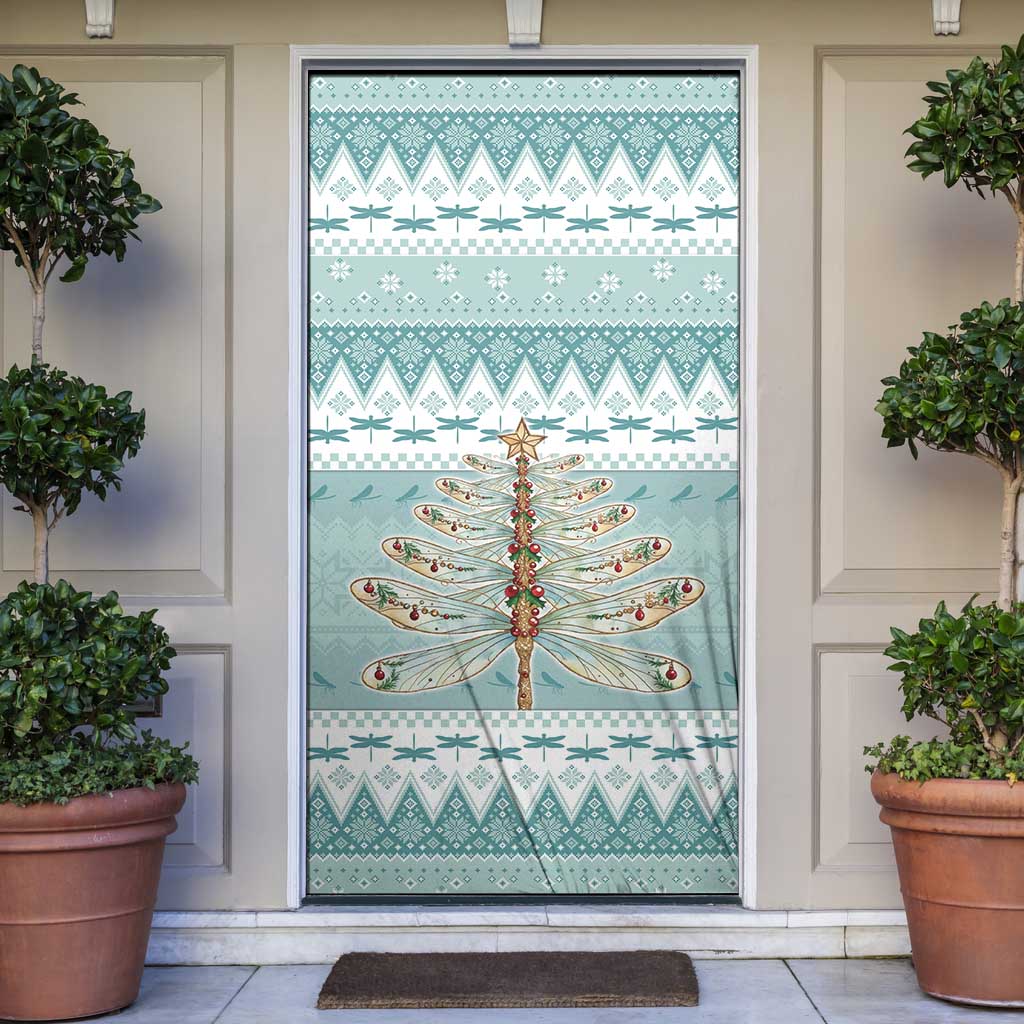Dragonfly Christmas Door Cover Frosty Minty Xmas Tree - Wonder Print Shop
