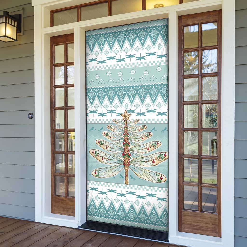 Dragonfly Christmas Door Cover Frosty Minty Xmas Tree - Wonder Print Shop