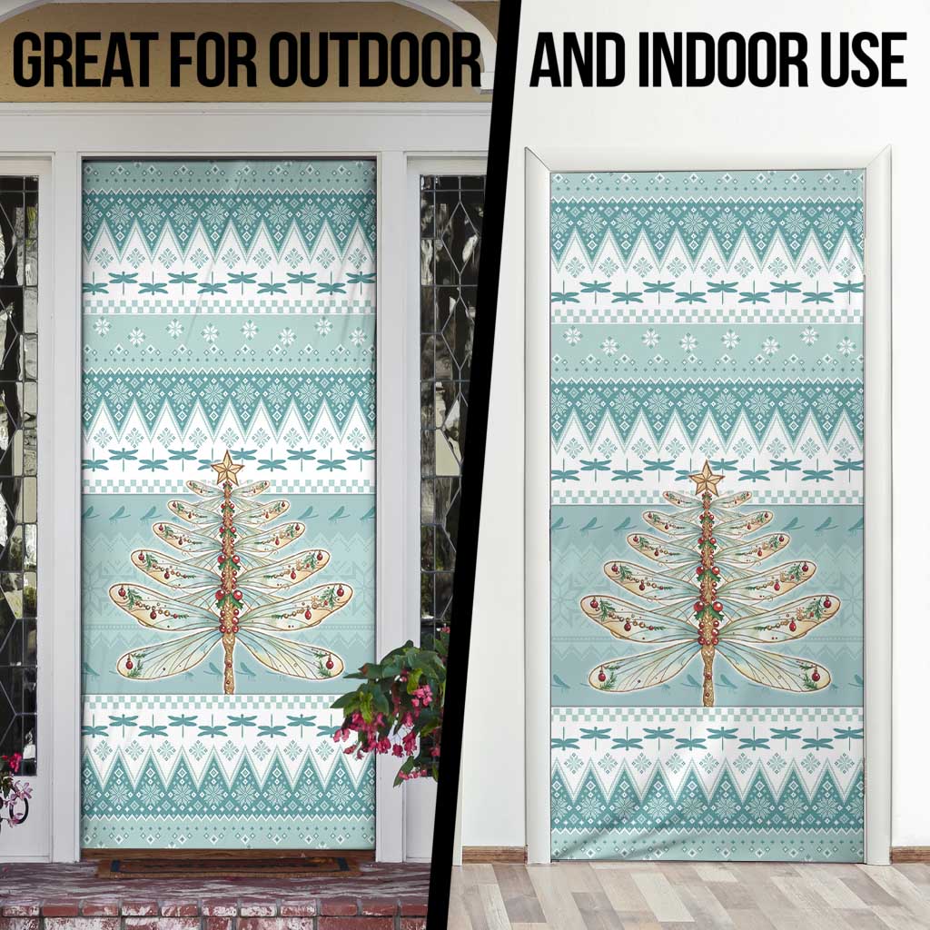 Dragonfly Christmas Door Cover Frosty Minty Xmas Tree - Wonder Print Shop