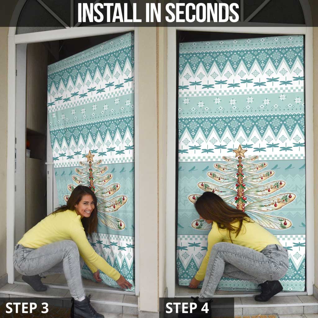 Dragonfly Christmas Door Cover Frosty Minty Xmas Tree - Wonder Print Shop