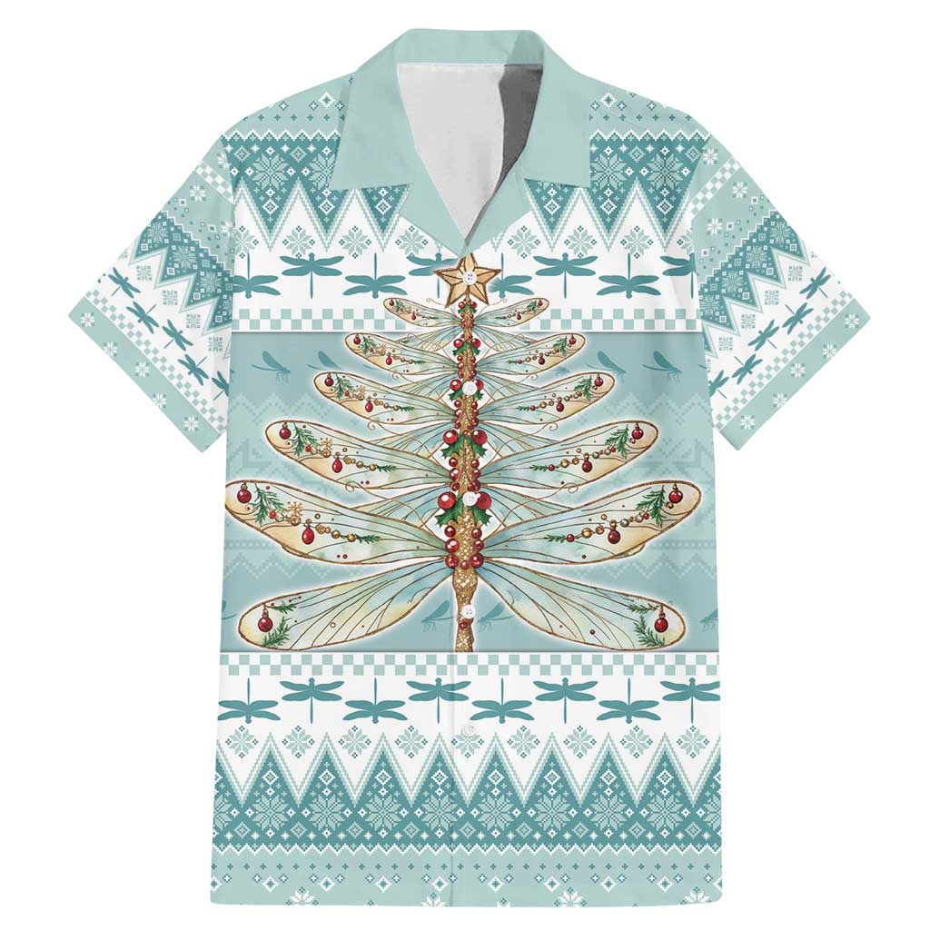 Dragonfly Christmas Family Matching Mermaid Dress and Hawaiian Shirt Frosty Minty Xmas Tree - Wonder Print Shop