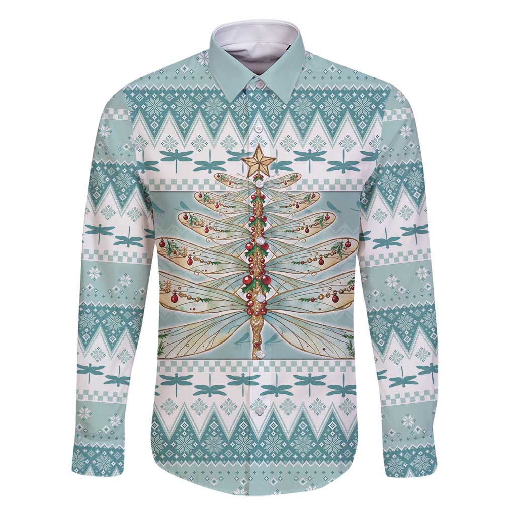 Dragonfly Christmas Family Matching Mermaid Dress and Hawaiian Shirt Frosty Minty Xmas Tree - Wonder Print Shop